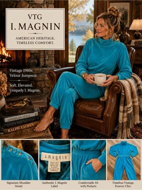 VTG I. Magnin, Truly a Piece 70’s Americana,Softest Velour,Jumpsuit,EUC,Size S